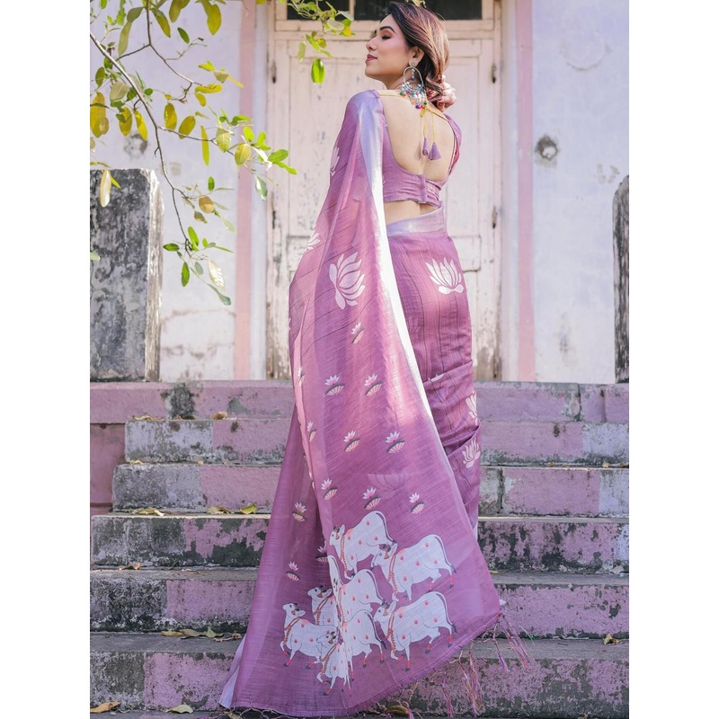 all about you Floral Woven Design Pure Cotton Designer Saree