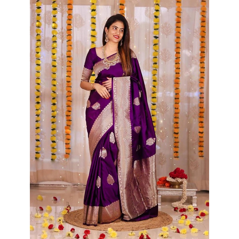 DIVASTRI Ethnic Motif Woven Design Zari Banarasi Saree