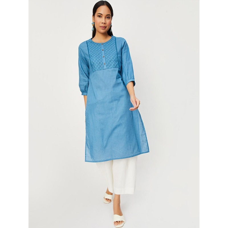 max Ethnic Motifs Yoke Design Pure Cotton Straight Kurta