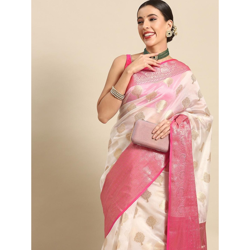 Silk Land Ethnic Motifs Zari Kasauv Saree
