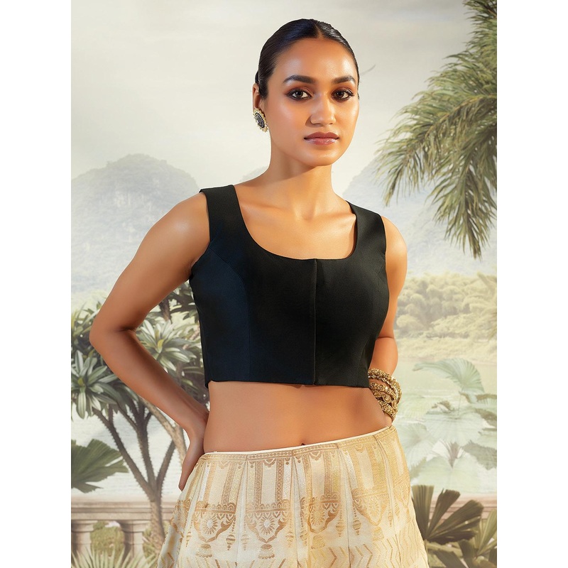 Soch Women Black Solid Saree Blouse