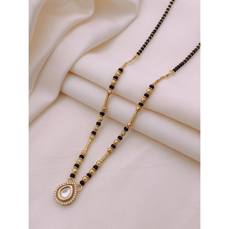 TKRB SALES Gold-Plated Artificial Stones Studded Mangalsutra