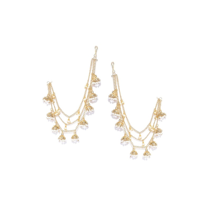 YouBella Gold-Plated Artificial Beads Beaded Contemporary Ear Chains