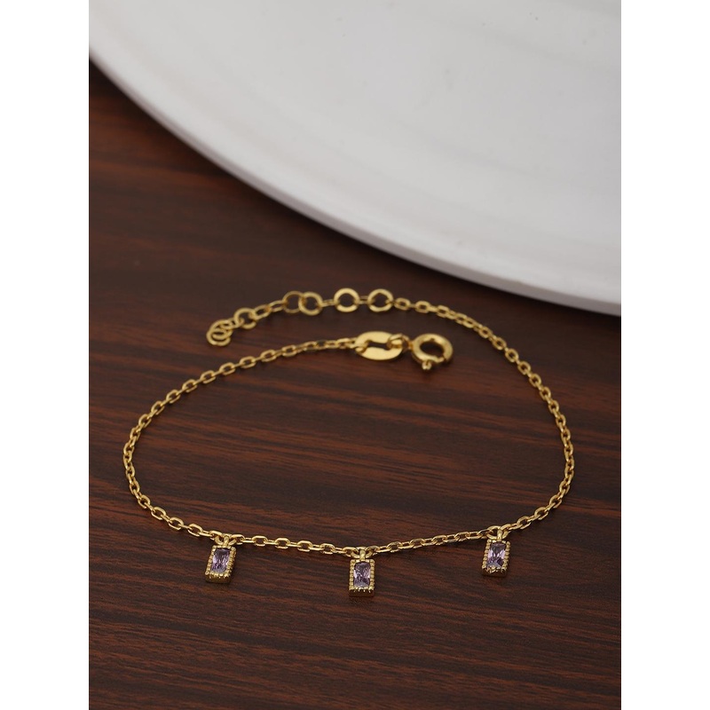 Carlton London Women Purple Gold-Plated Cubic Zirconia Charm Bracelet
