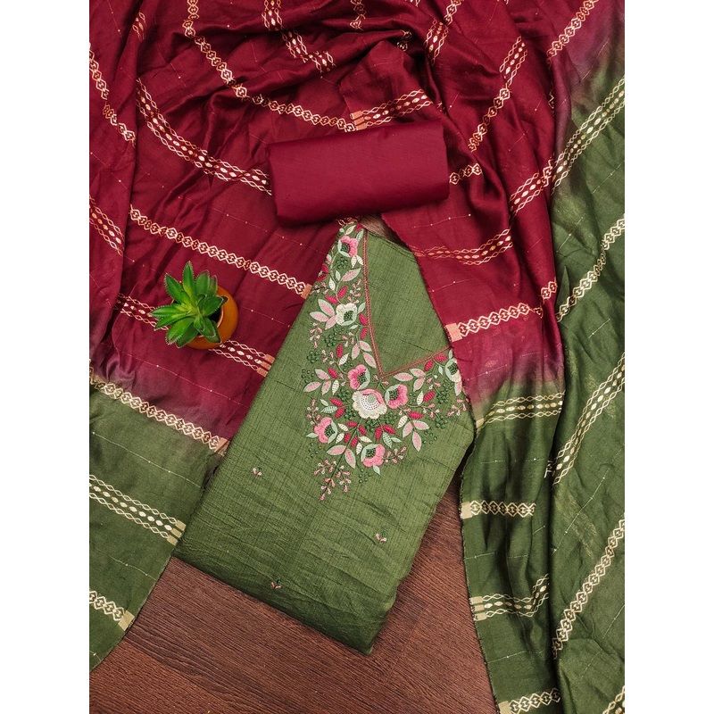 HERE&NOW Floral Embroidered Unstitched Dress Material