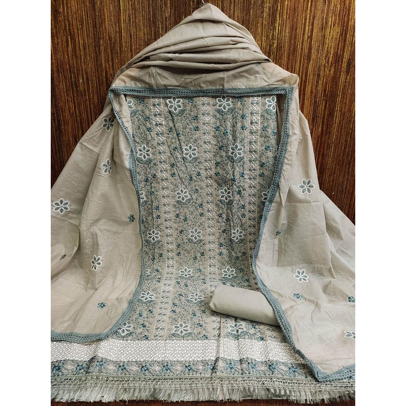 HERE&NOW Floral Embroidered Zari Unstitched Dress Material