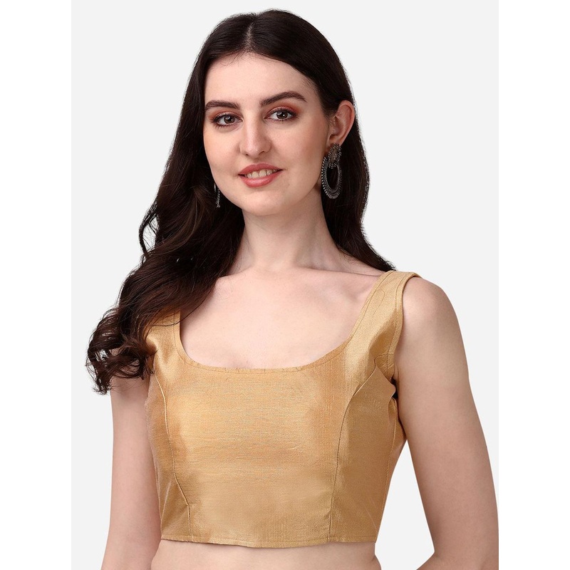 HERE&NOW Round Neck Padded Silk Saree Blouse