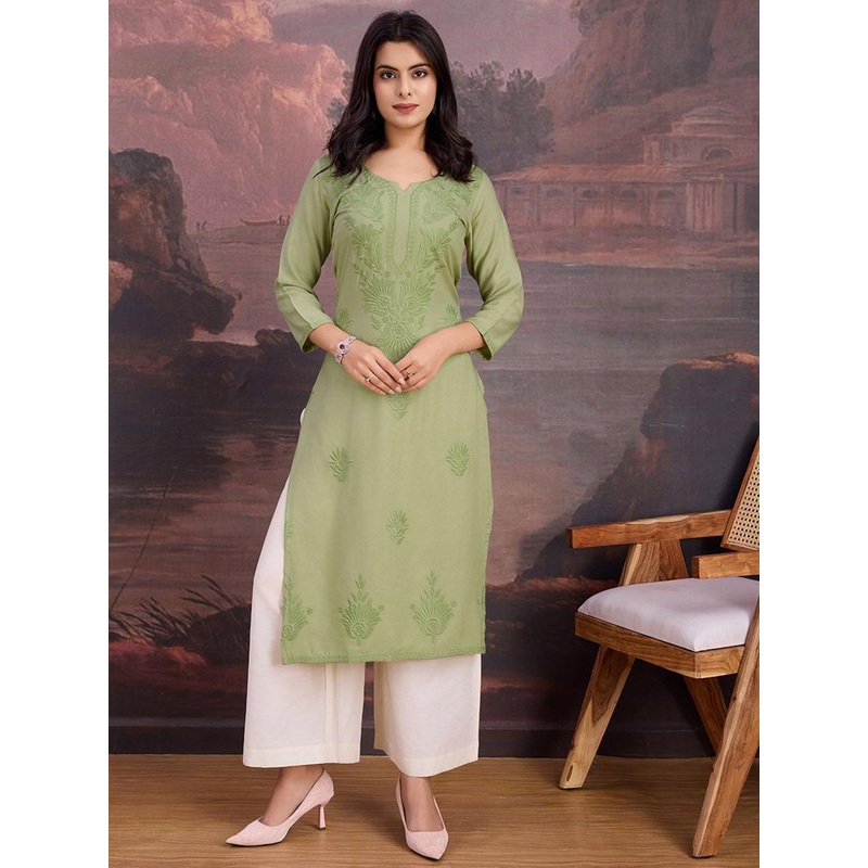 House of Pataudi Embroidered Straight Kurtas