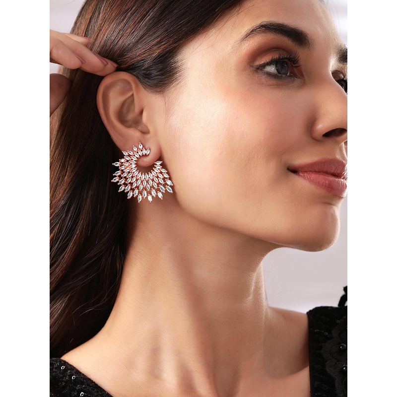 Rubans Rose Gold Handcrafted Zircon Stone Classic Studs