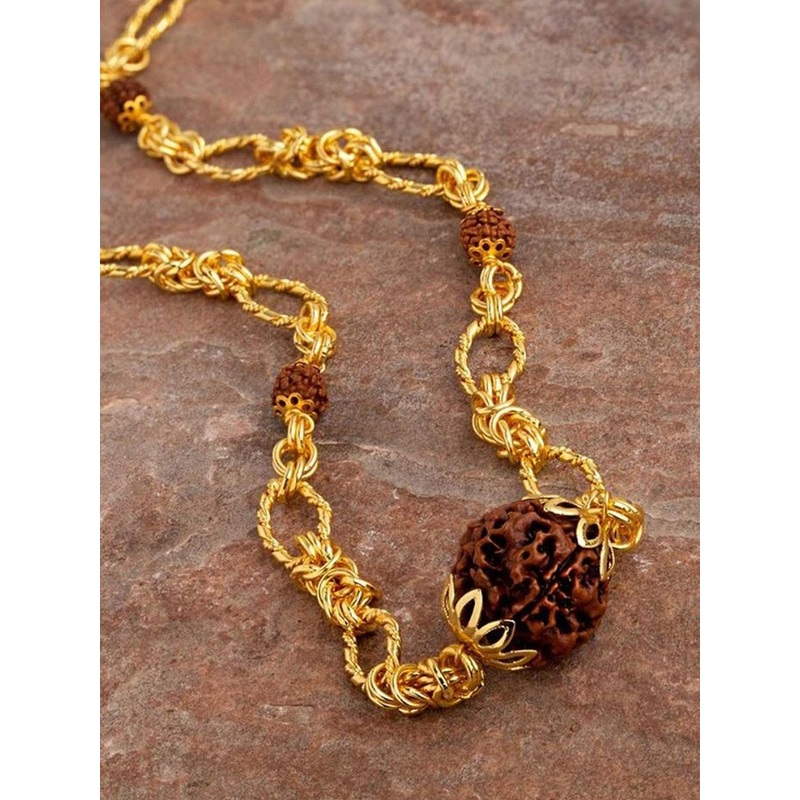 SANAA CREATIONS Gold-Plated Rudraksha Statement Chain