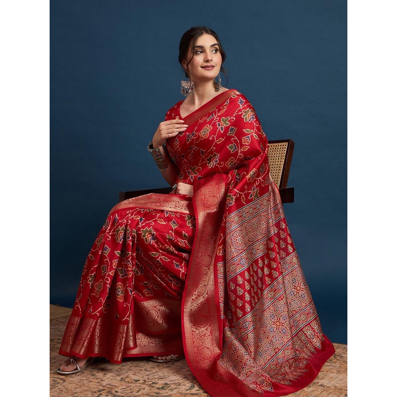 Sangria Woven Design Sungudi Saree With Blouse Piece