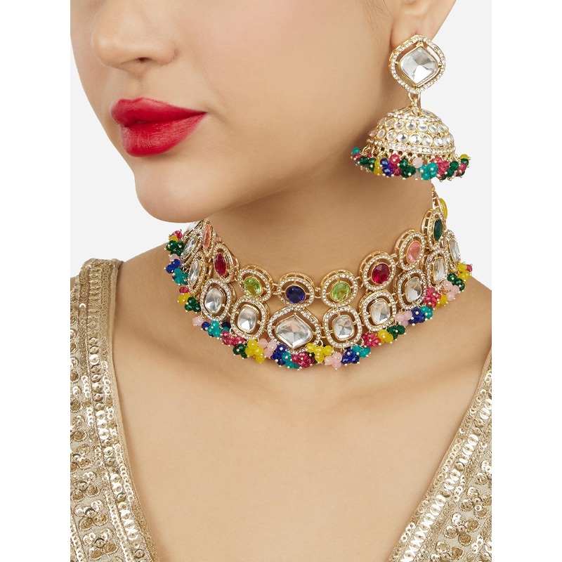 Zaveri Pearls Gold Plated & Stone Studded Jewellery Set