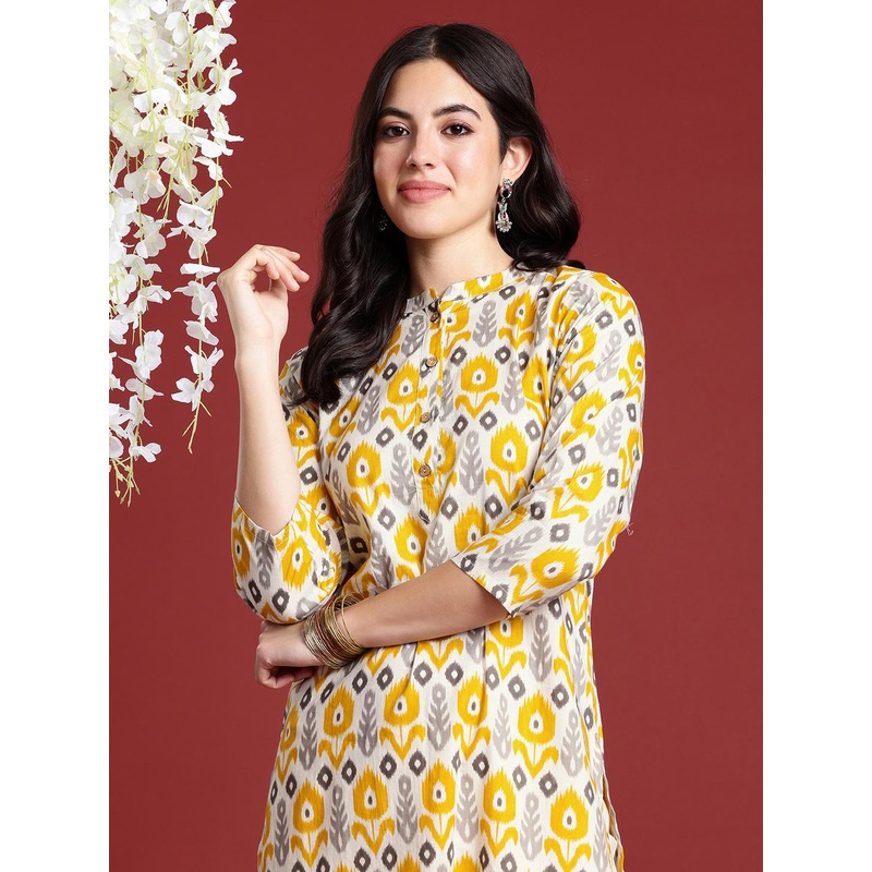 Anouk Ethnic Motifs Ikat Dyed Pure Cotton Kurta