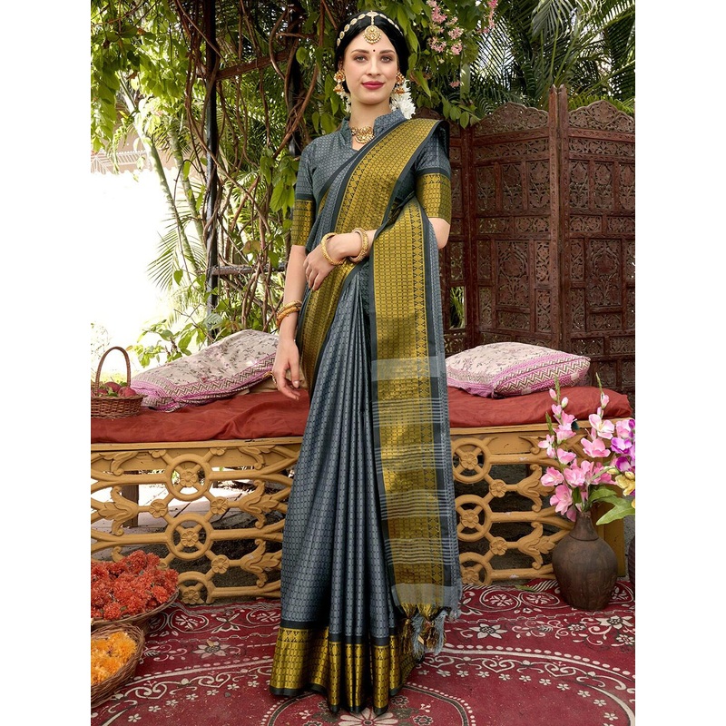 Anouk Rustic Zari Geometric Printed Banarasi Saree