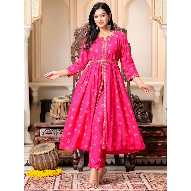 BAESD Women Floral Embroidered Regular Kurta with Trouser