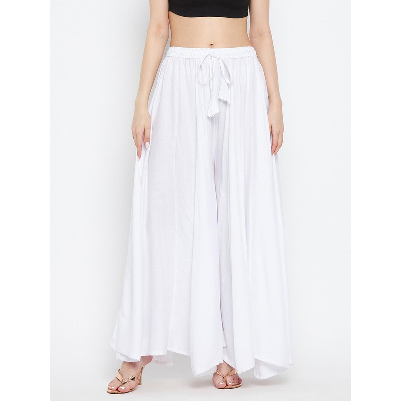 Clora Creation Women White Flared Ethnic Palazzos