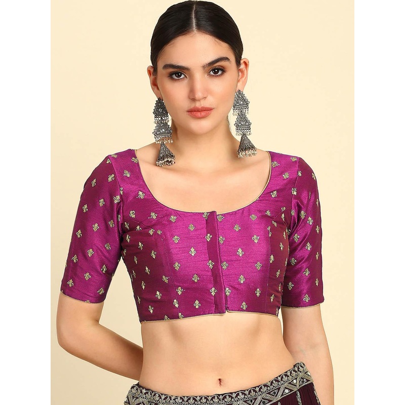 Soch Embroidered Round-Neck Saree Blouse