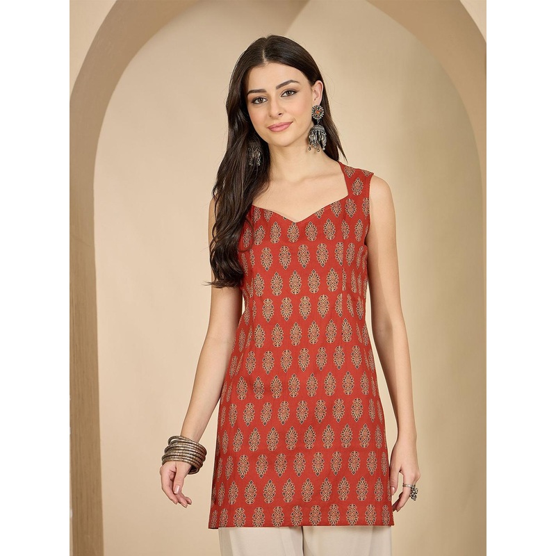 VANSIRI Floral Printed Halter Neck Kurti