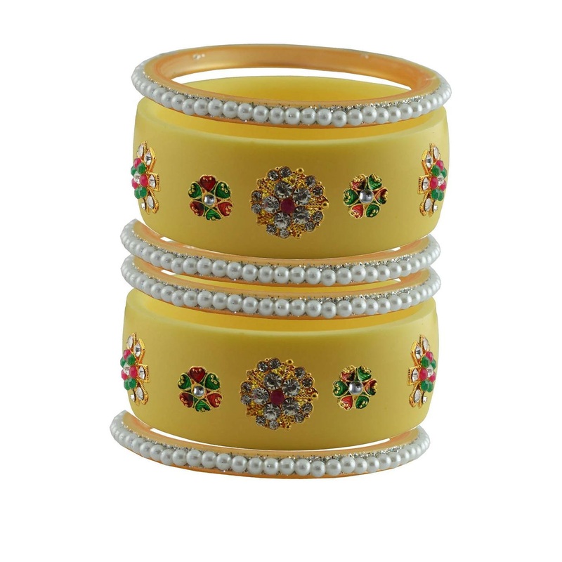 Vidhya Kangan Set of 6 Brass Crystals Bangles