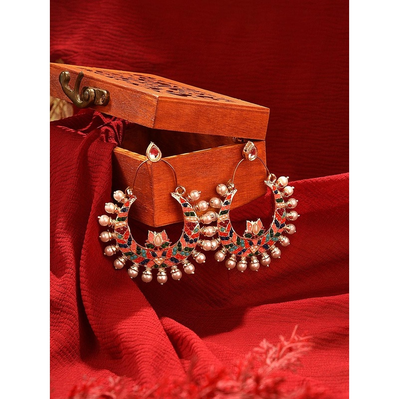 Zaveri Pearls Gold Plated Contemporary Half Hoop Earrings