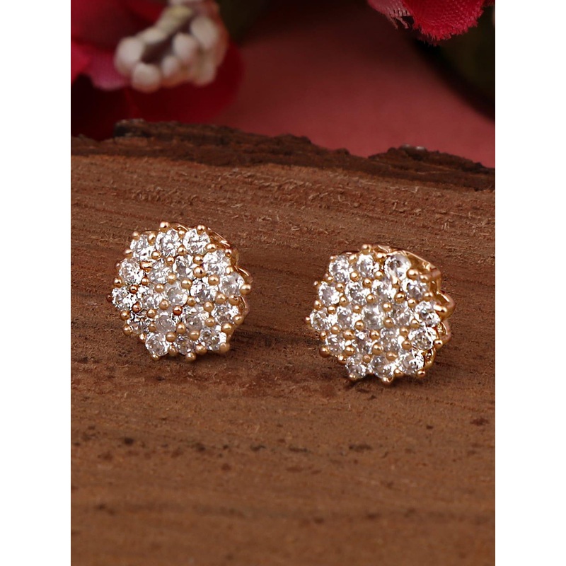 ZINU Rose Gold-Plated & White Floral Studs