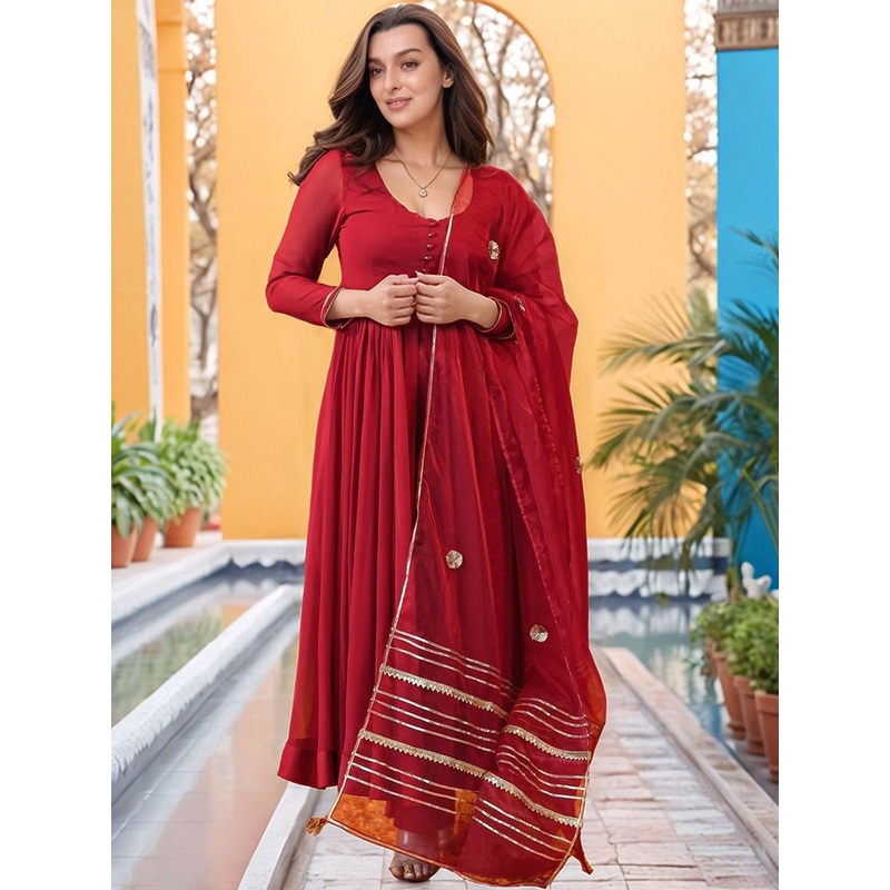 Aaghnya Women Gotta Patti Regular Kurta Set With Dupatta
