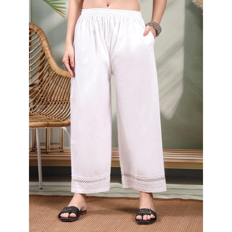 Clora Creation Women Hem Design Cotton Ethnic Palazzos