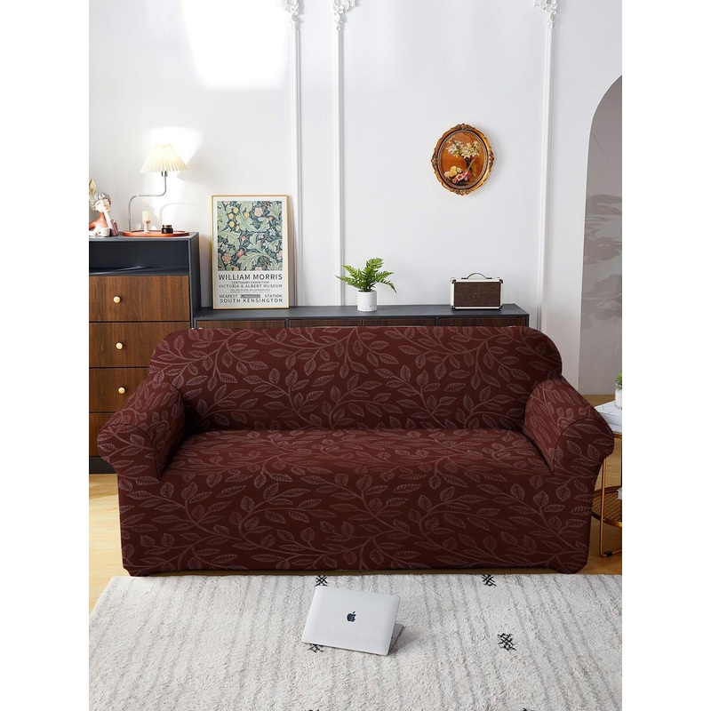Cortina Brown Printed Three-Seater Sofa Cover