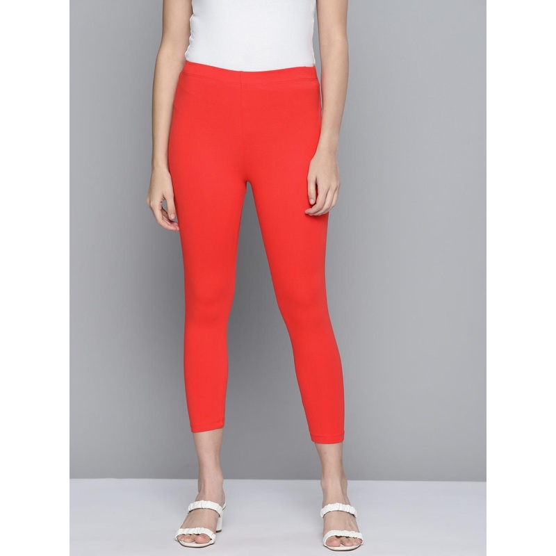 HERE&NOW Women Red Solid Ankle Length Leggings