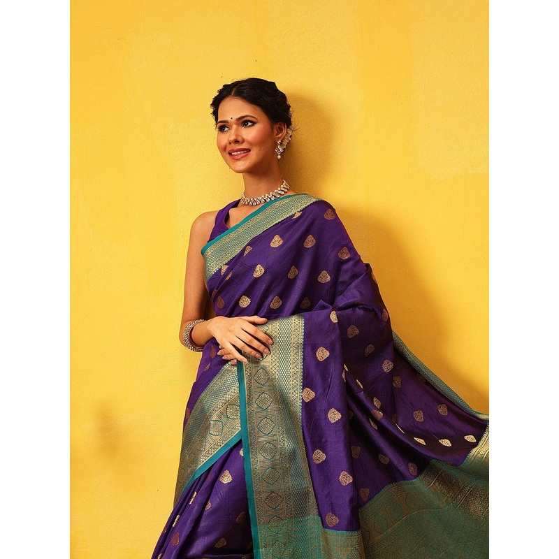 Silk Land Kanjivaram Silk Zari Woven Big Border Saree