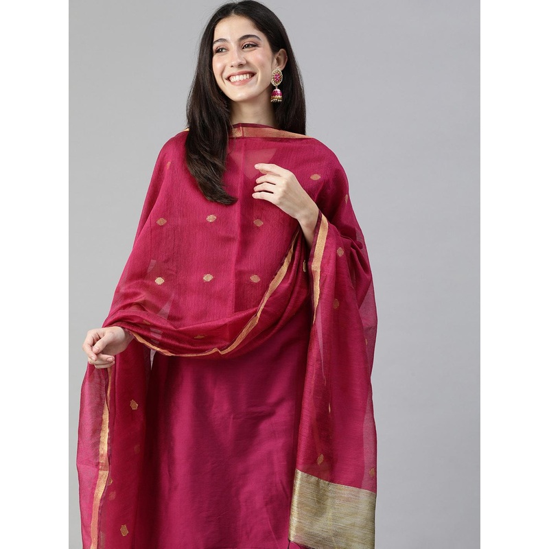 swatika Magenta Woven Design Bhagalpuri Dupatta