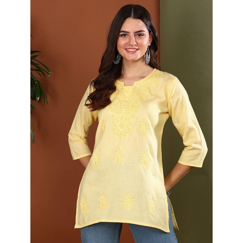 TOP N THREAD Ethnic Motifs Embroidered Chikankari Chikankari Kurti