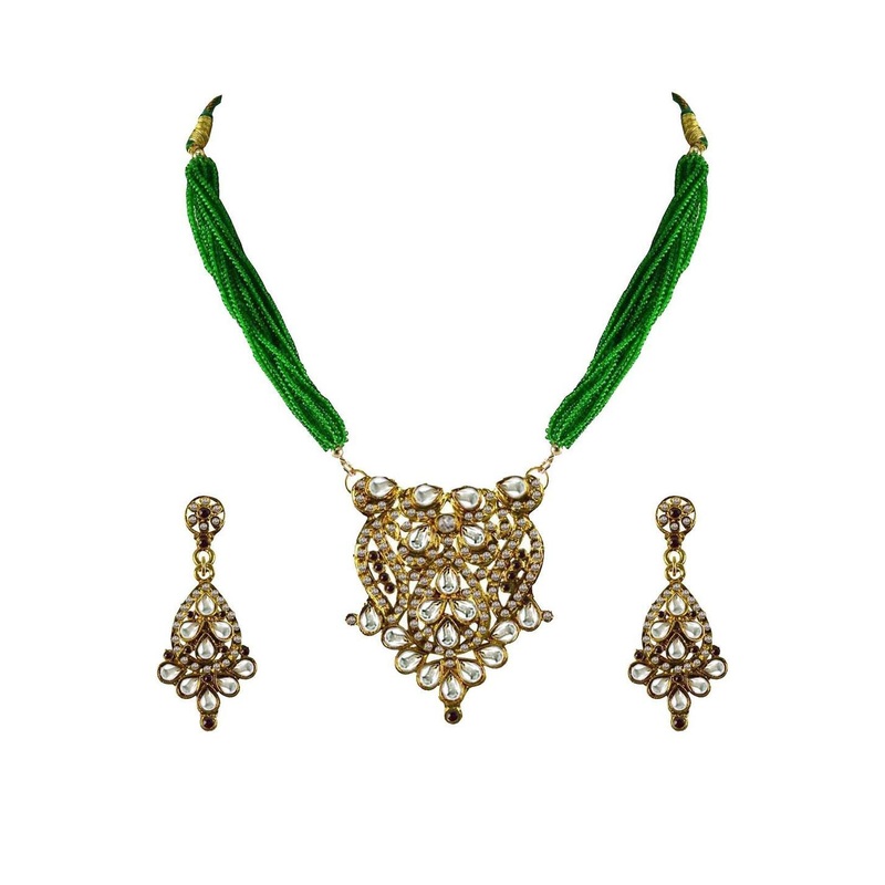 Vidhya Kangan Women Green Gold-Plated Artificial Beads Jewellery Set