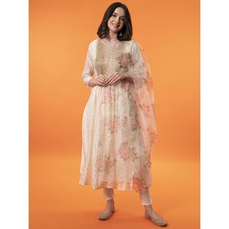 VredeVogel Women  Woven Design Kurta with Leggings & Dupatta