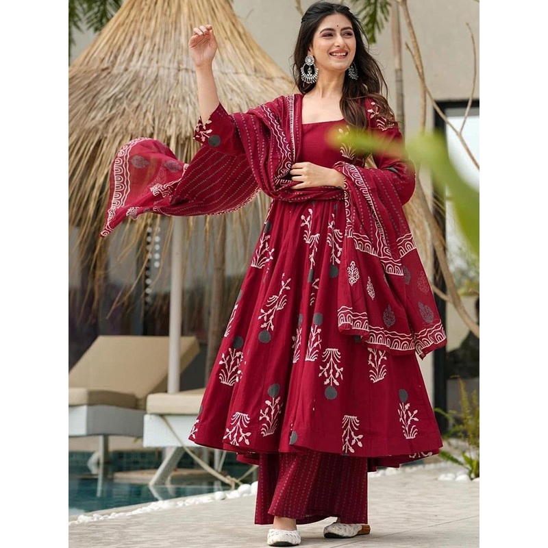 YAGNIK FASHION Ethnic Motifs Printed Panelled Kurta With Palazzos & Dupatta