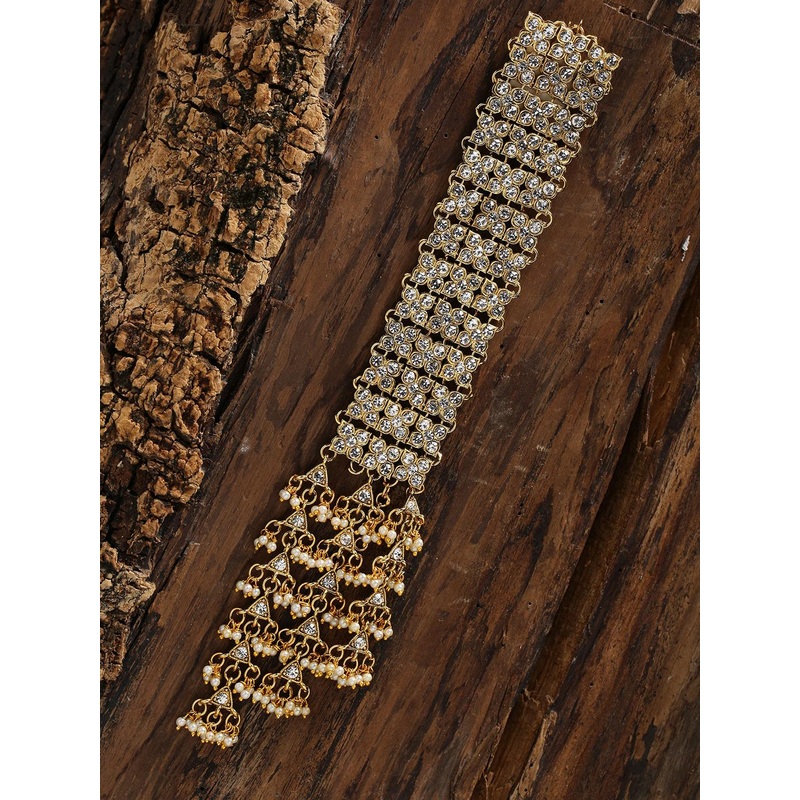 Zaveri Pearls Austrian Diamonds And Pearls Studded Charm Bracelet