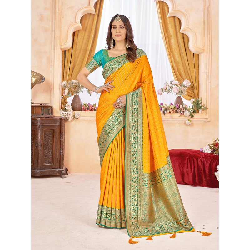 DIVASTRI Woven Design Zari Silk Blend Kanjeevaram Saree