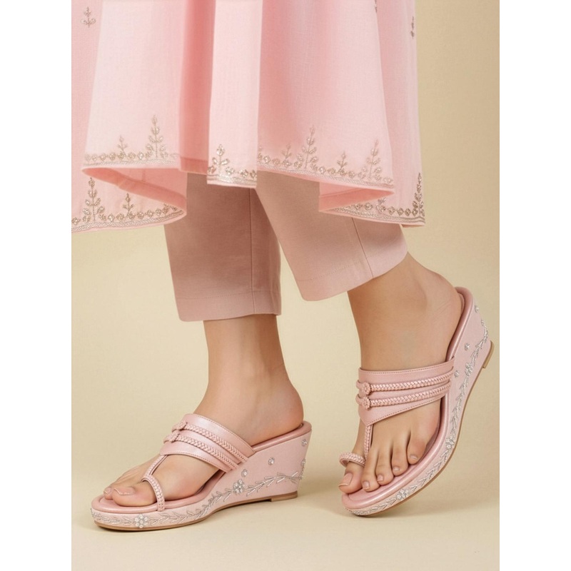 House of Pataudi Embellished Detailed Wedges