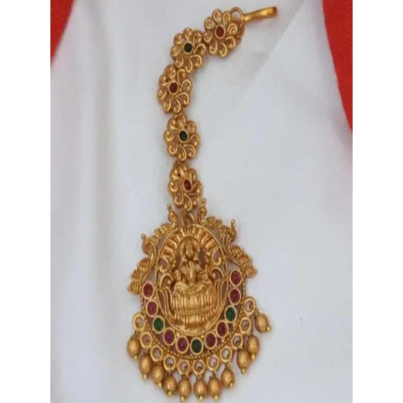 RAJESH Gold-Plated Artificial Stones Studded Maang Tikka