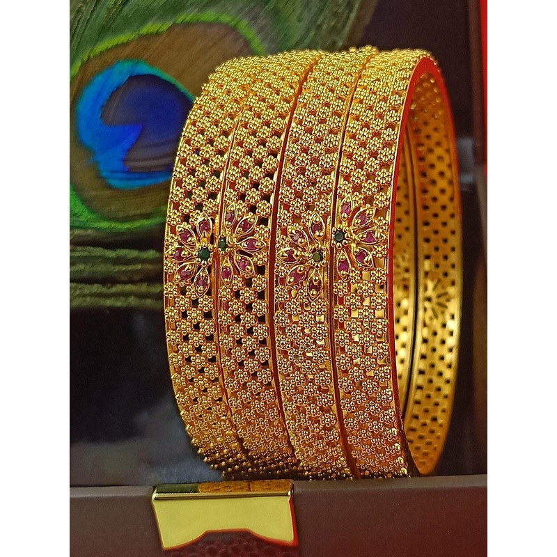 SGA FASHION  Set Of 4 Gold-Plated AD-StuddedBangles