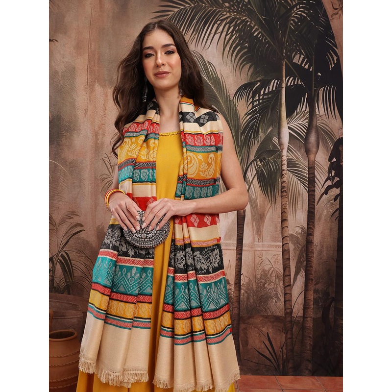 Striped Striped Woven Design Shawl