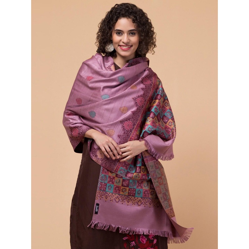 Tweedle Ethnic Motifs Woven-Design Wollen Shawl