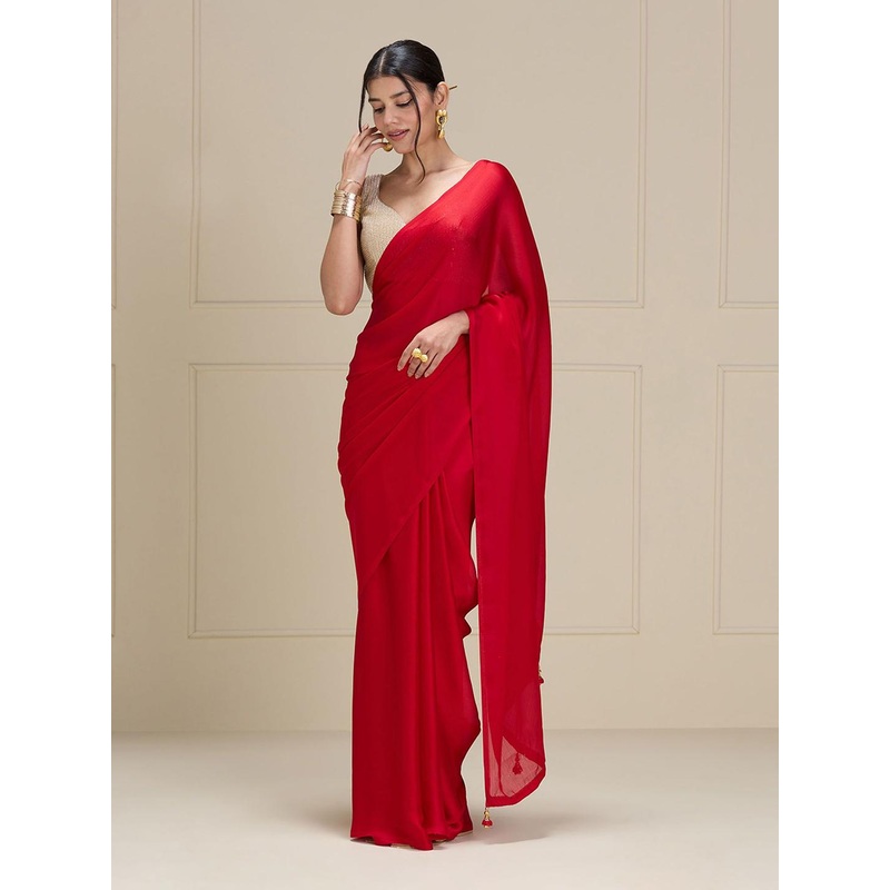 all about you Solid Pure Georgette Saree