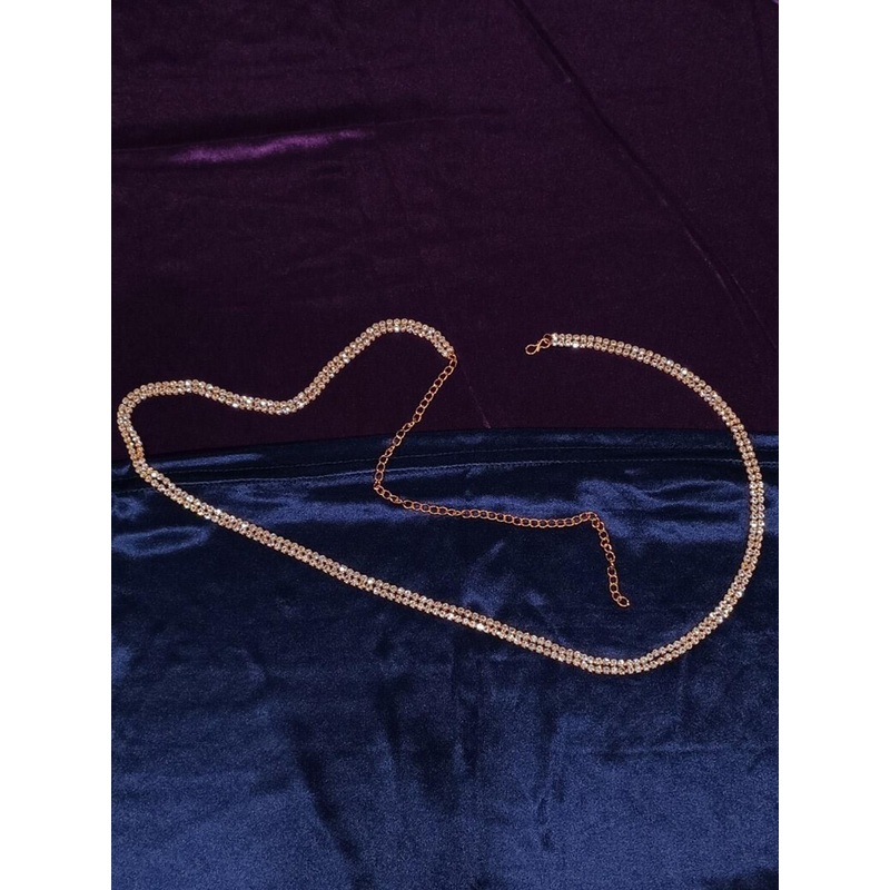 FEMMIBELLA Gold-Plated Stone Studded Double Layered Kamarbandh Waist Chain