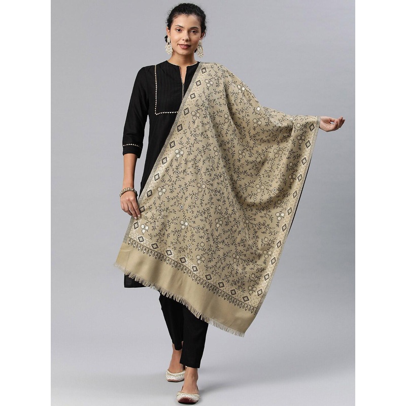 Sangria Floral Woven Design Winter Pashmina Woollen Stole