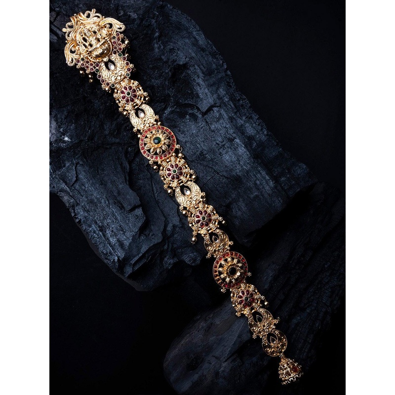 StileAdda Gold-Plated Kemp Stone-studded Tempel Jada Billai