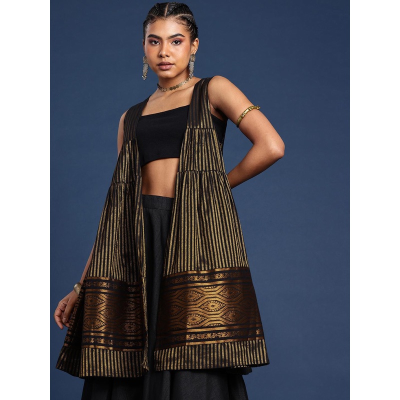 Taavi Woven Legacy Striped Open Front Longline Shrug