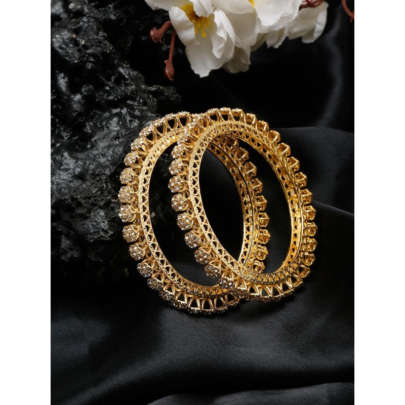 Anouk Set Of 2 Gold-Plated Stone Studded Bangles