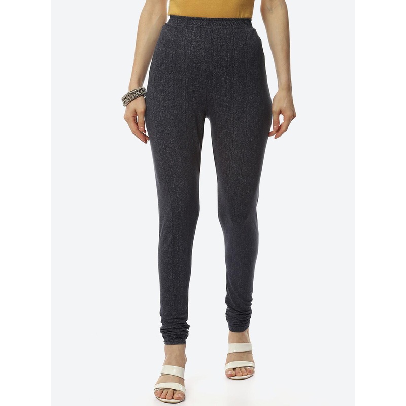 Biba Women Blue Printed Churidar-Length Leggings