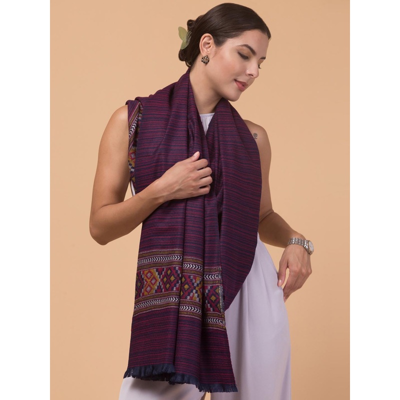 Tweedle Women Purple Woven Design Shawl